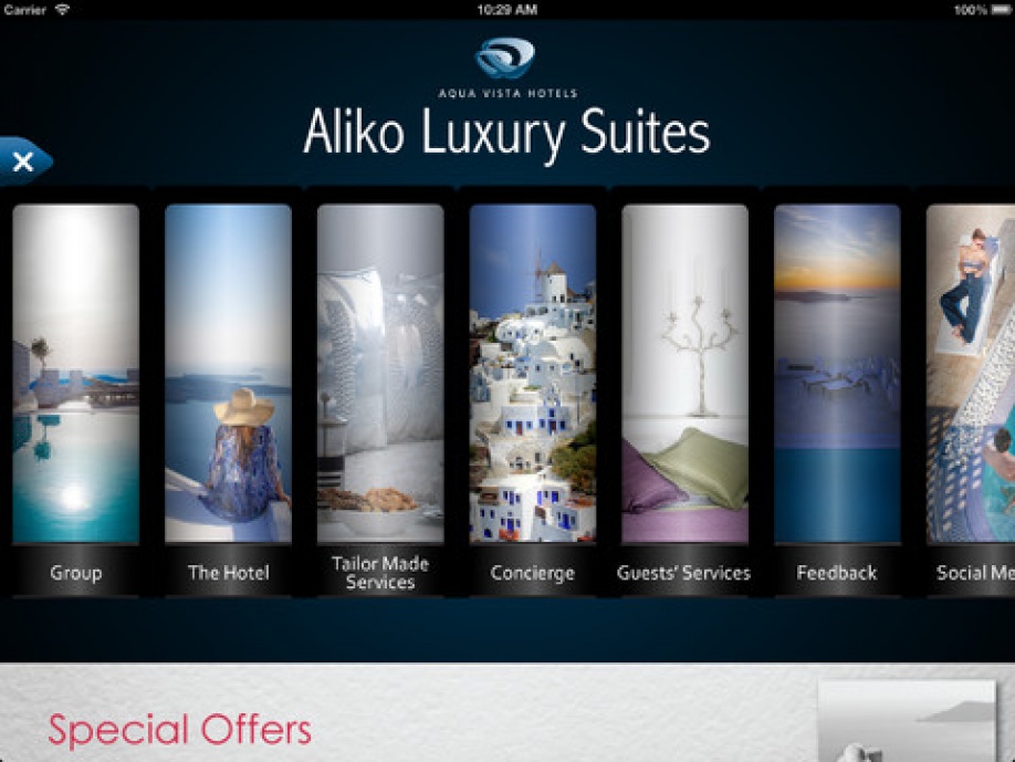 Το ξενοδοχείο Aliko Luxury Suites σε ipad και iphone