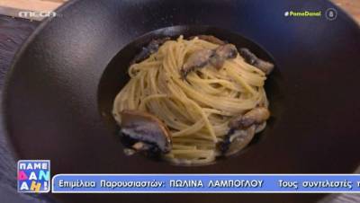 Σπαγγέτι με μανιτάρια και σάλτσα κρασιού (Βίντεο)