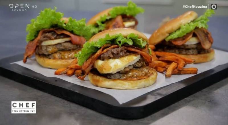 Smash burger με μπρι και μπέικον (Βίντεο)